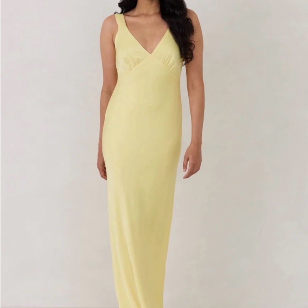 Park & Fifth Pale Yellow V-Neck Slip Wedding Dress